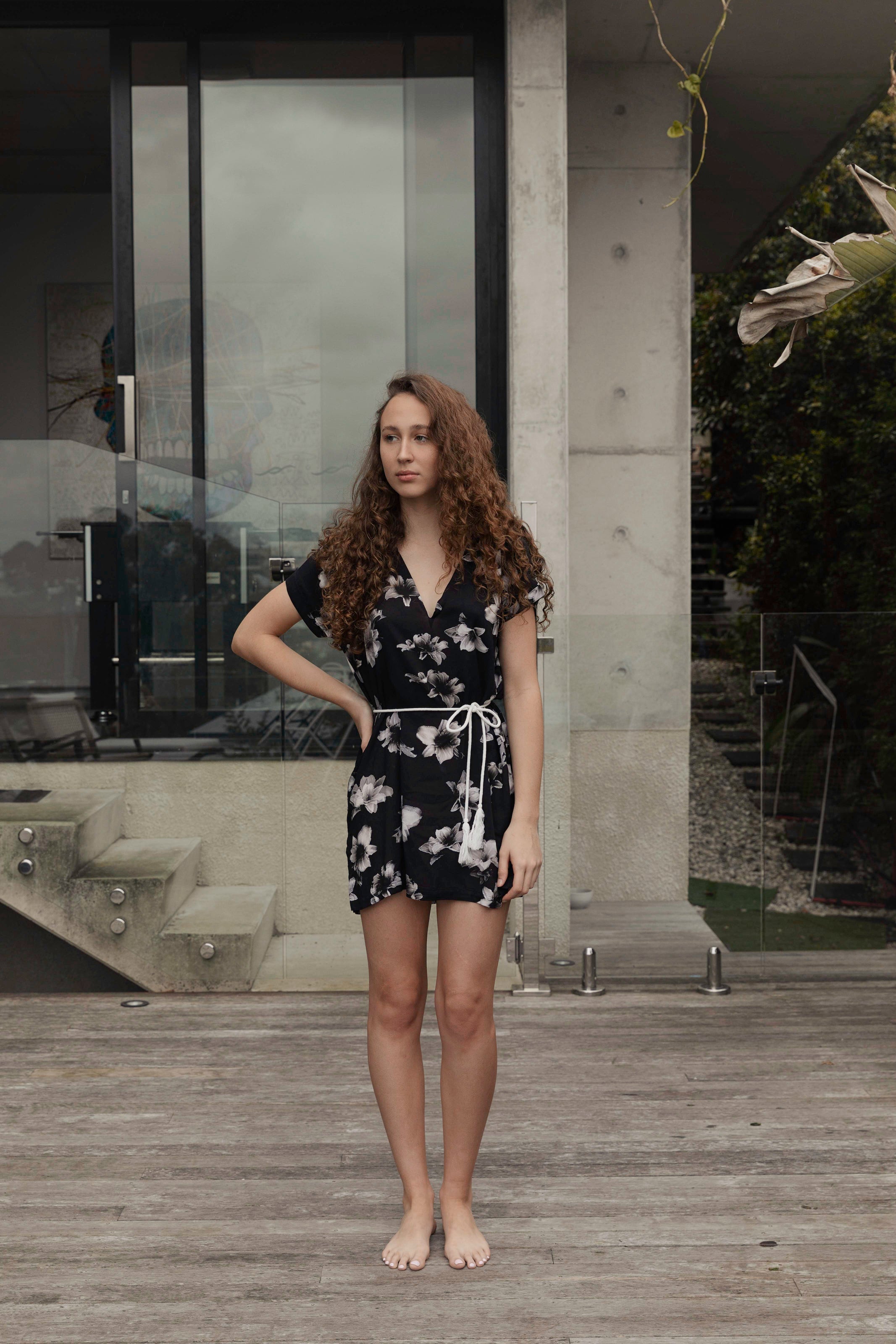 Hot Beaches - Cabarita in Black Floral-Robe