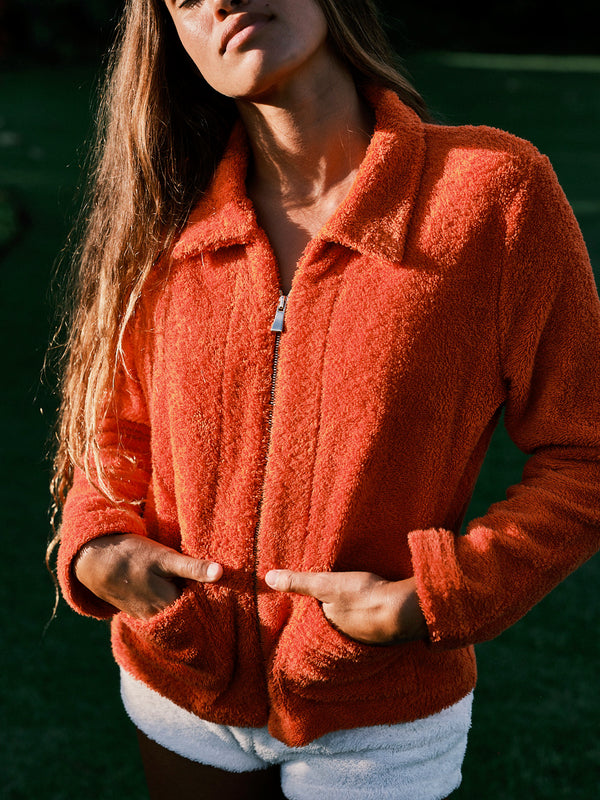 Simone Fan: The Long Sleeve Fitted Jacket in Sunset Orange-Robe